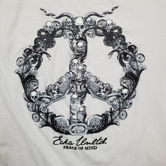 Ecko Unlimited Mens 2XL XXL Peace of Mind Graphic Tee Puff Skull Y2K 90s - Picture 3 of 11